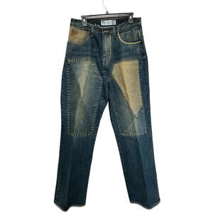 Akademiks Men Size 32X32 Patchwork stitching, baggy denim jeans 90s or Y2K era.